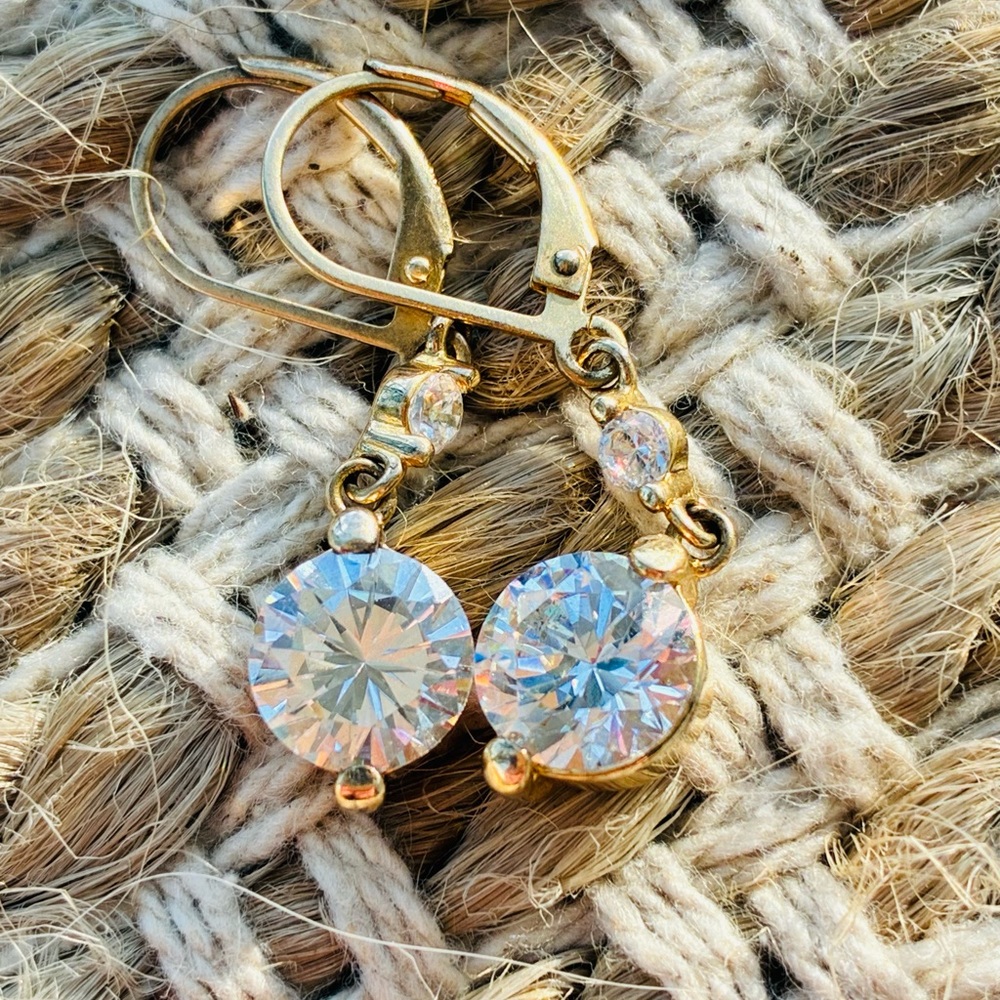 Vintage Sterling Silver Crystal Drop Earrings